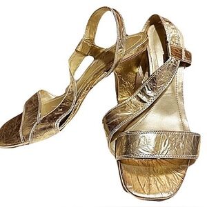 American Eagle Outfitters Gold Metallic Slingback Heeled Sandals
